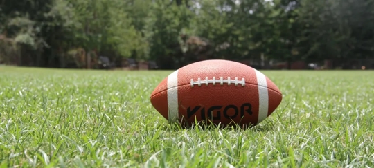 football in a field of grass